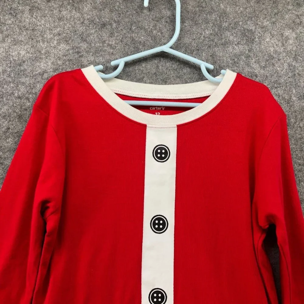 NWT Carters Santa‎ Pajama Top Red Size 12 Long Sleeve Cotton Crewneck